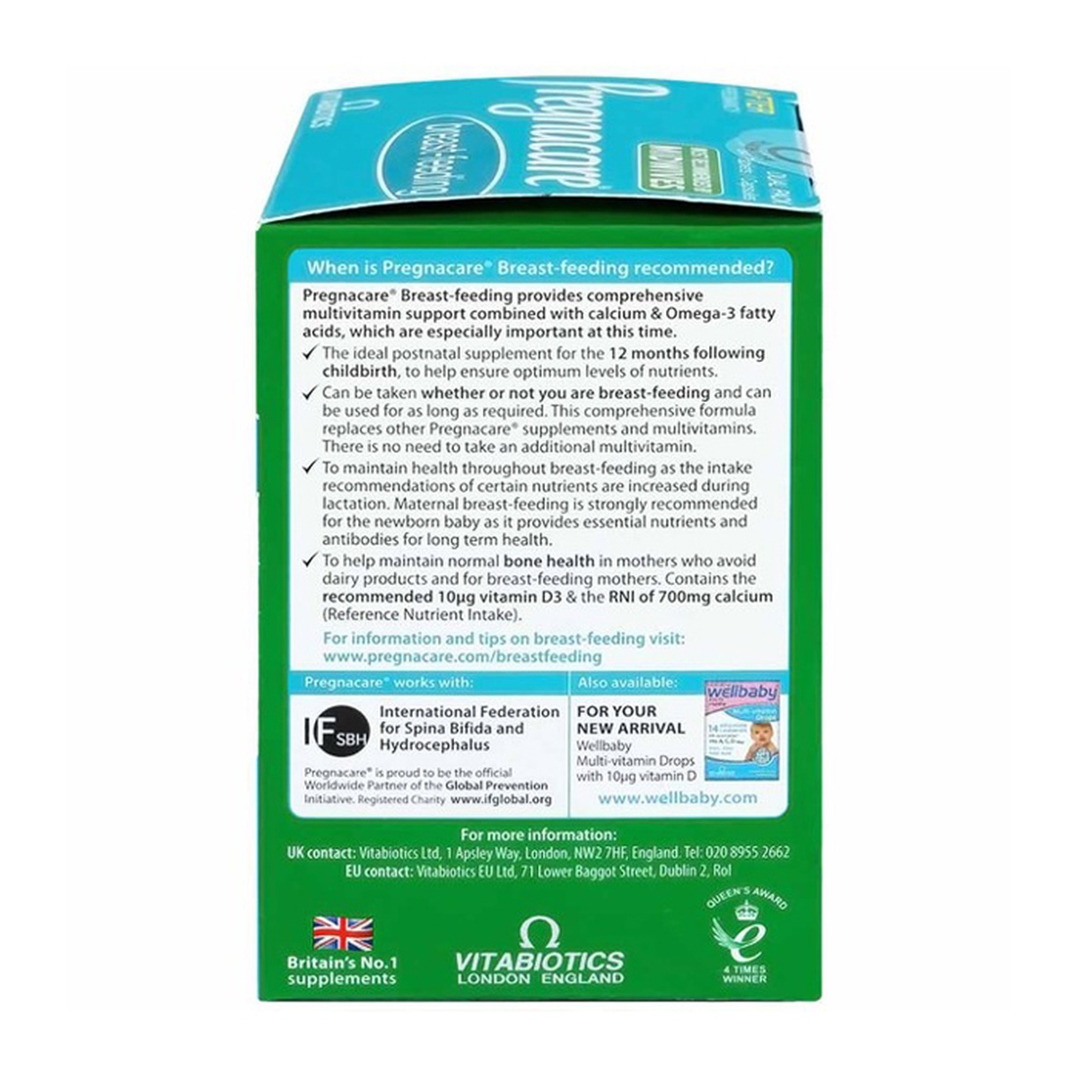 Thực phẩm bảo vệ sức khỏe PREGNACARE BREAST-FEEDING - góc nghiêng