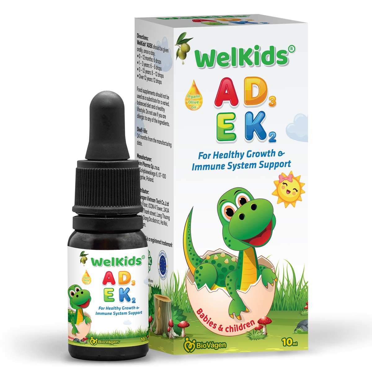 Thực phẩm bảo về sức khỏe WelKids Adek 10ml - mặt trái