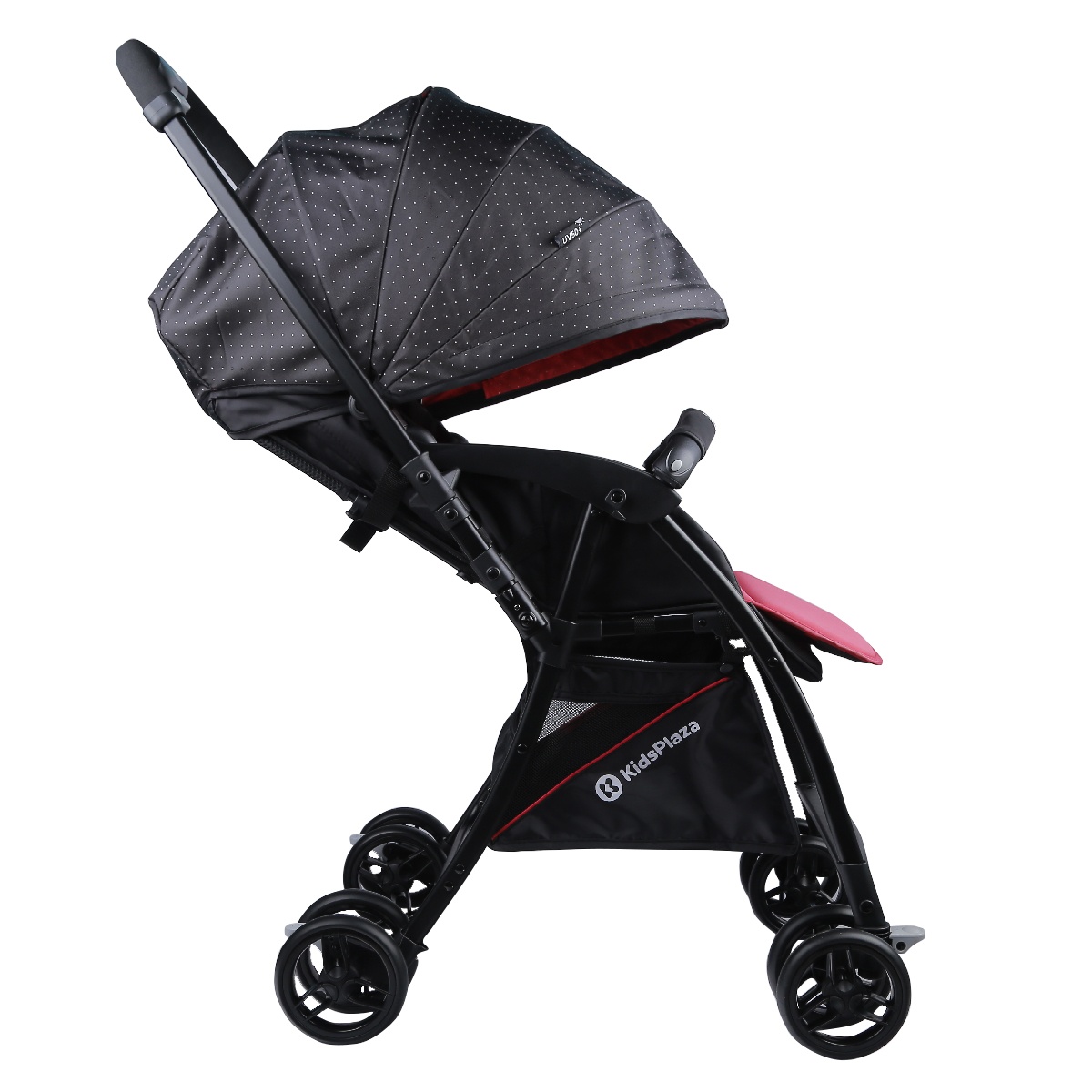 Xe đẩy cho bé KidsPlaza Compact 319 Linen (Đỏ Đen) - góc nghiêng