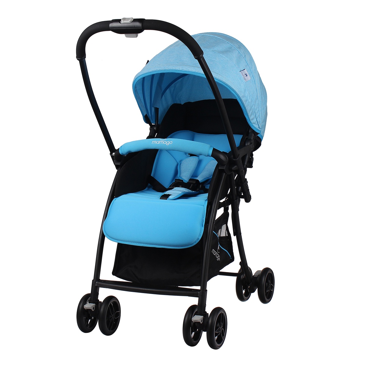 Xe đẩy cho bé Mamago Compact 319 Linen Premium (xanh dương)  - mặt sau