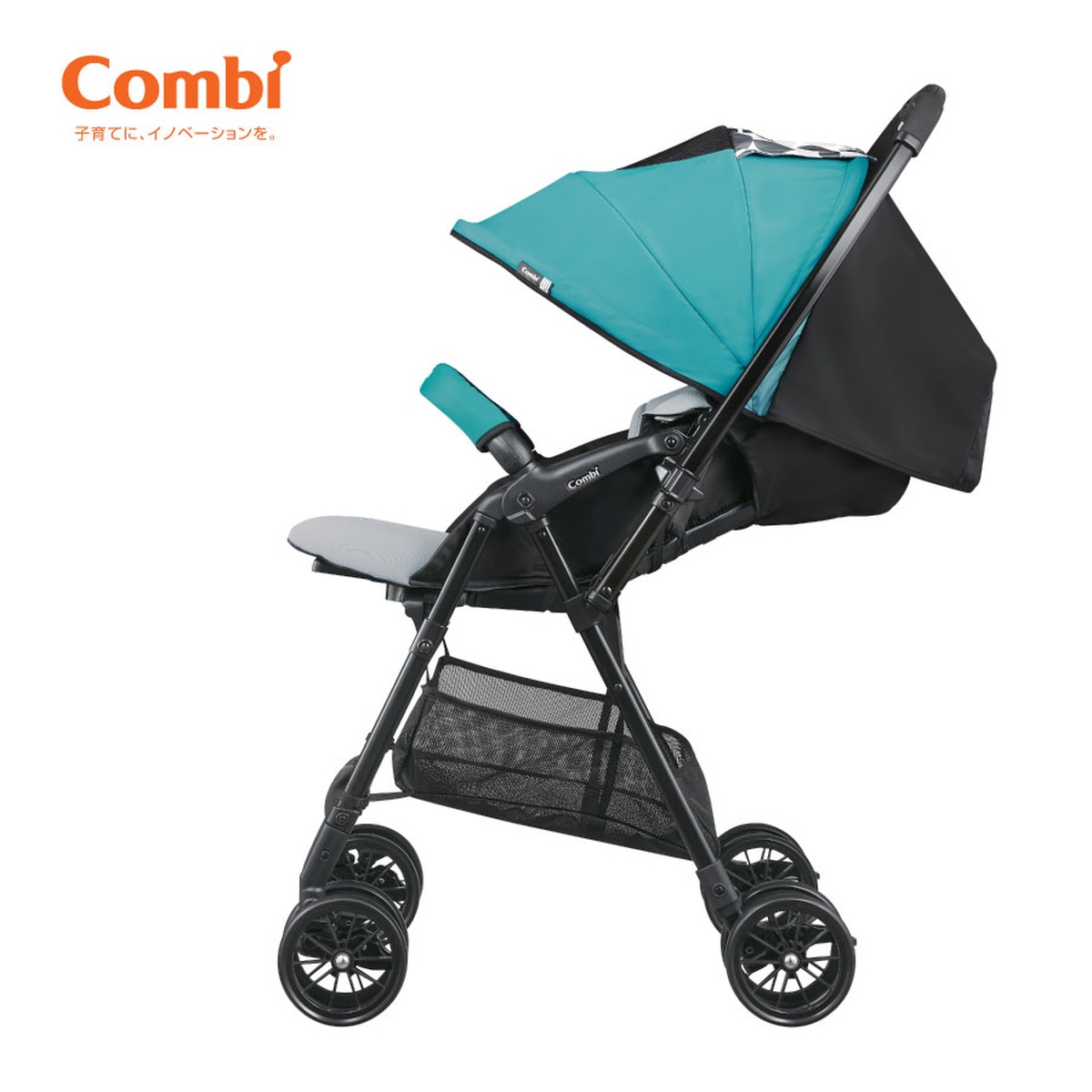 Xe đẩy Combi NEYO chống gù (Màu Xanh) - mặt phải