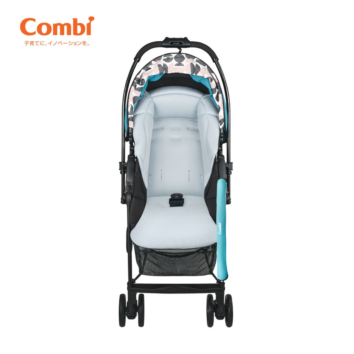 Xe đẩy Combi NEYO chống gù (Màu Xanh) - góc nghiêng