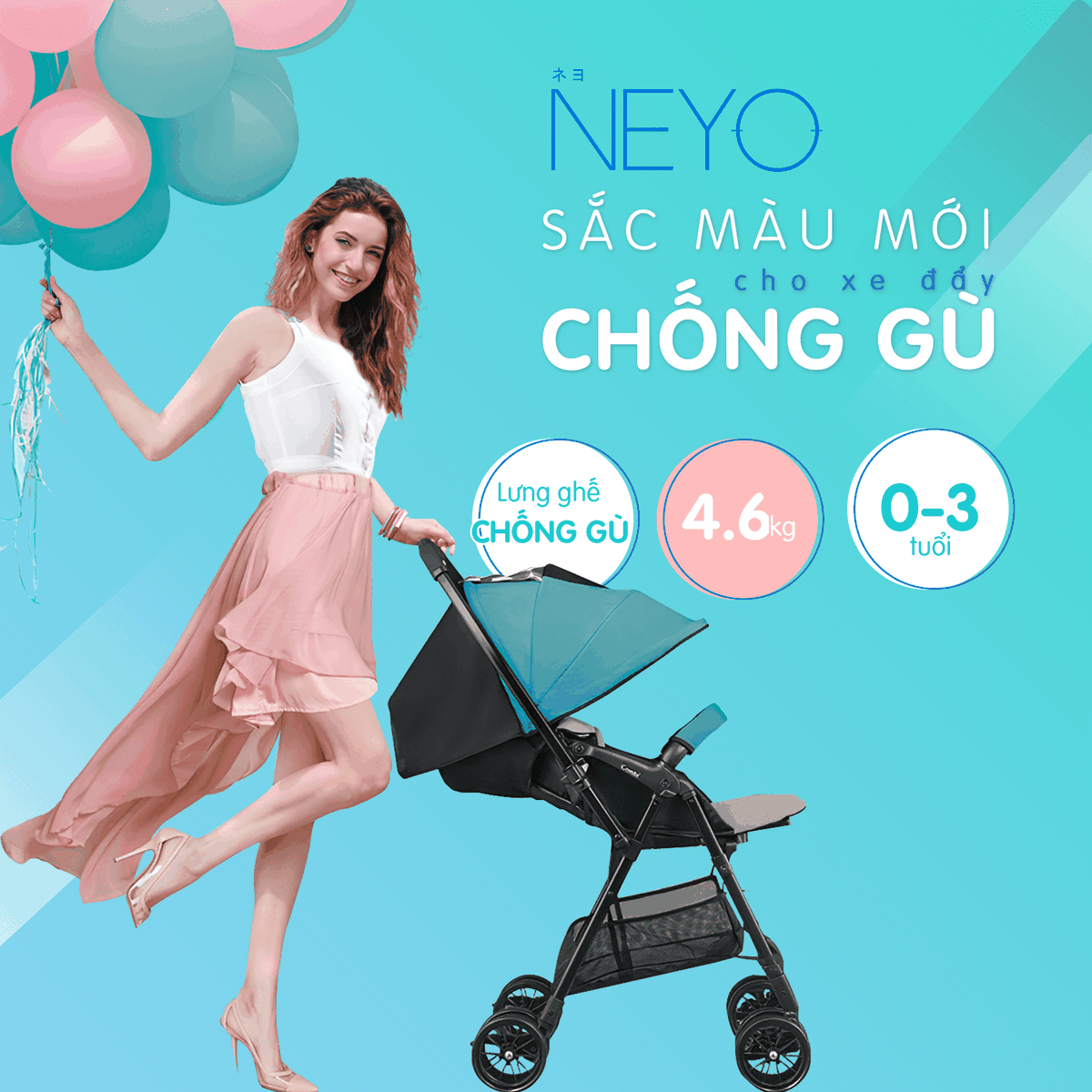 Xe đẩy Combi NEYO chống gù (Màu Xanh) - hình 8
