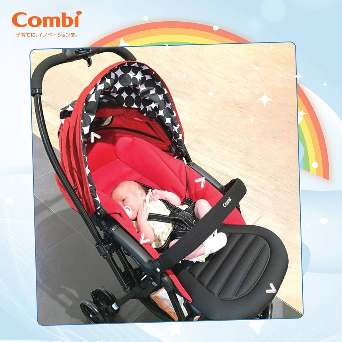 Xe đẩy Combi Neyo Plus Air (Màu Đen) - góc nghiêng