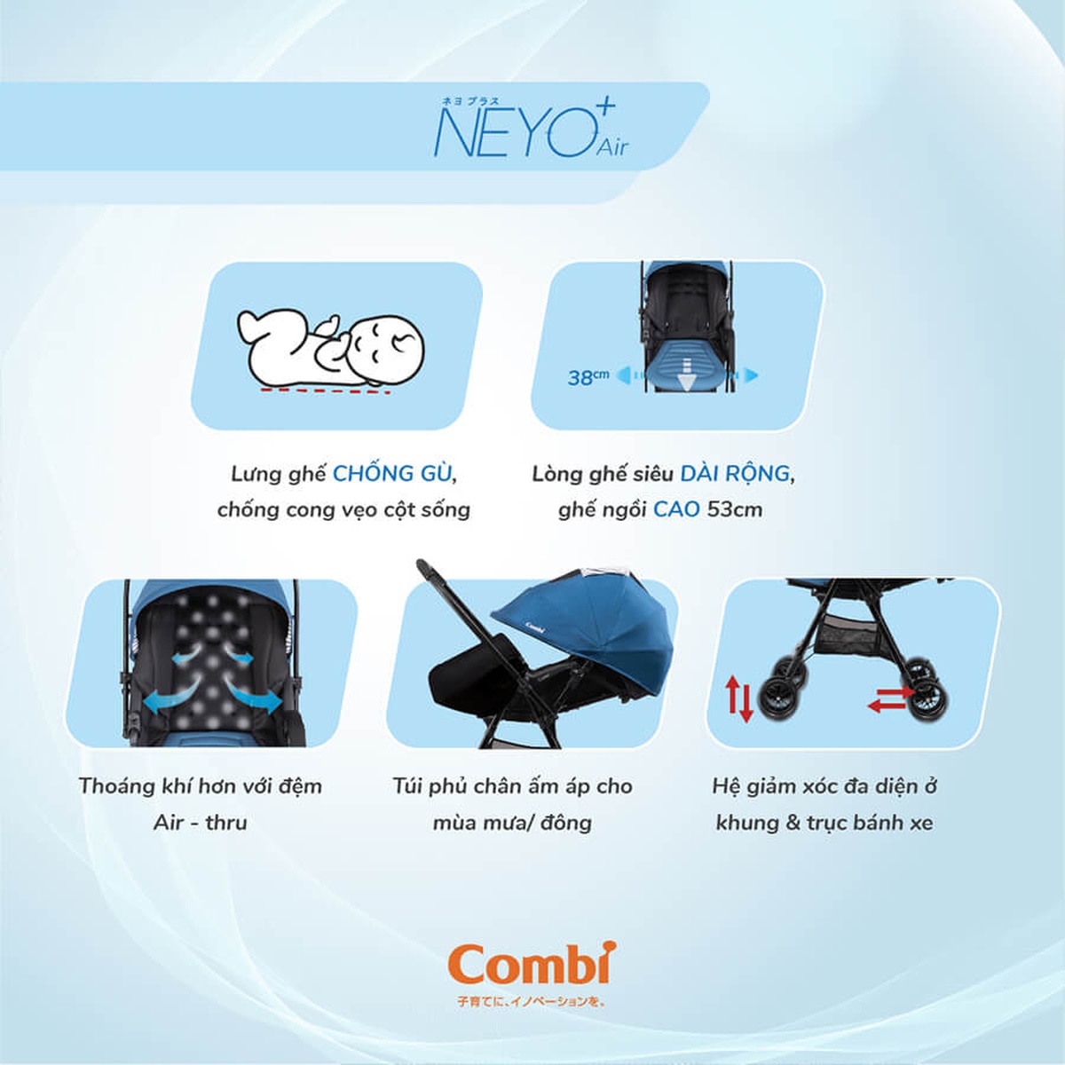 Xe đẩy Combi Neyo Plus Air (Màu Đen) - hình 7