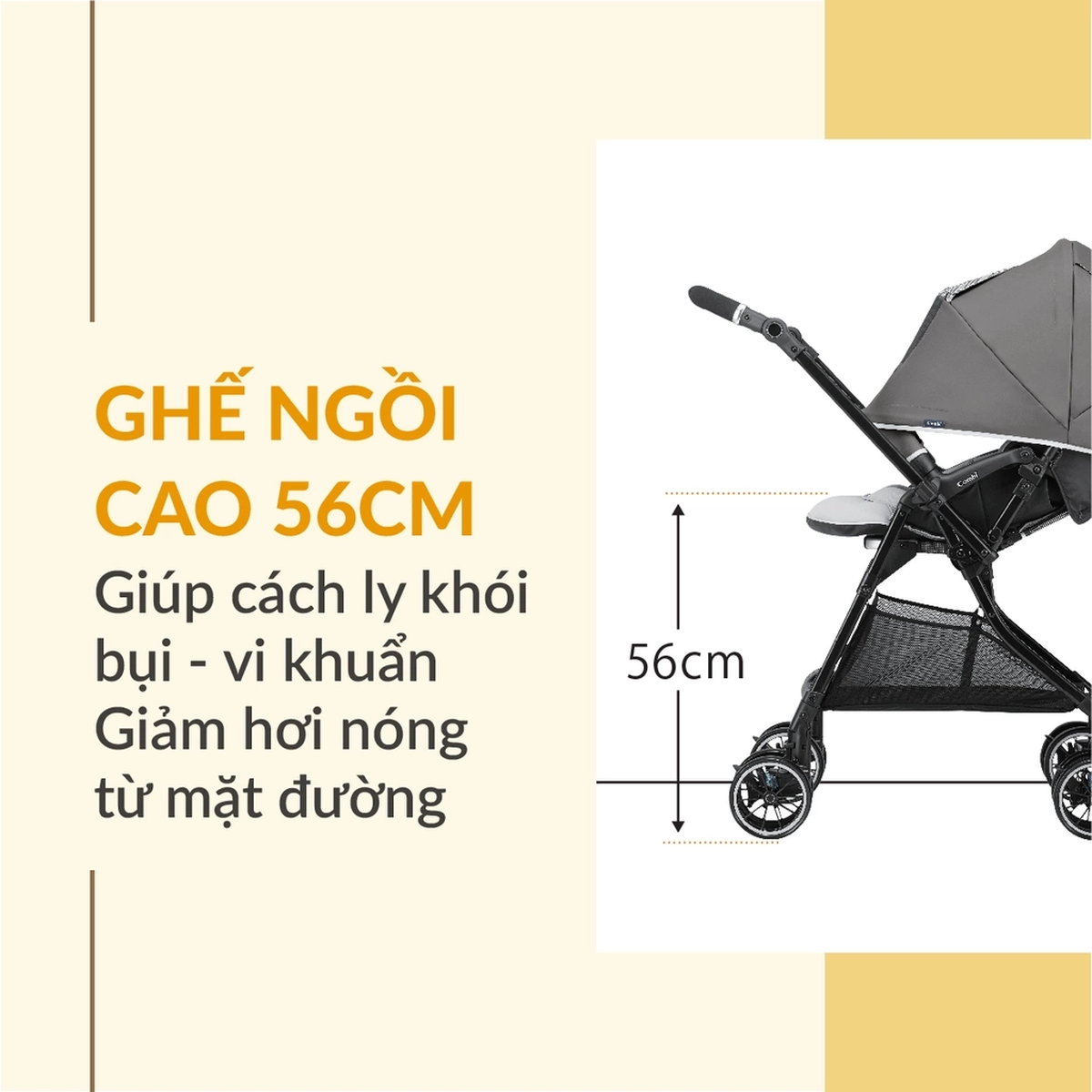 Xe đẩy Combi Sugocal Compact 4 (Đỏ) - mặt phải