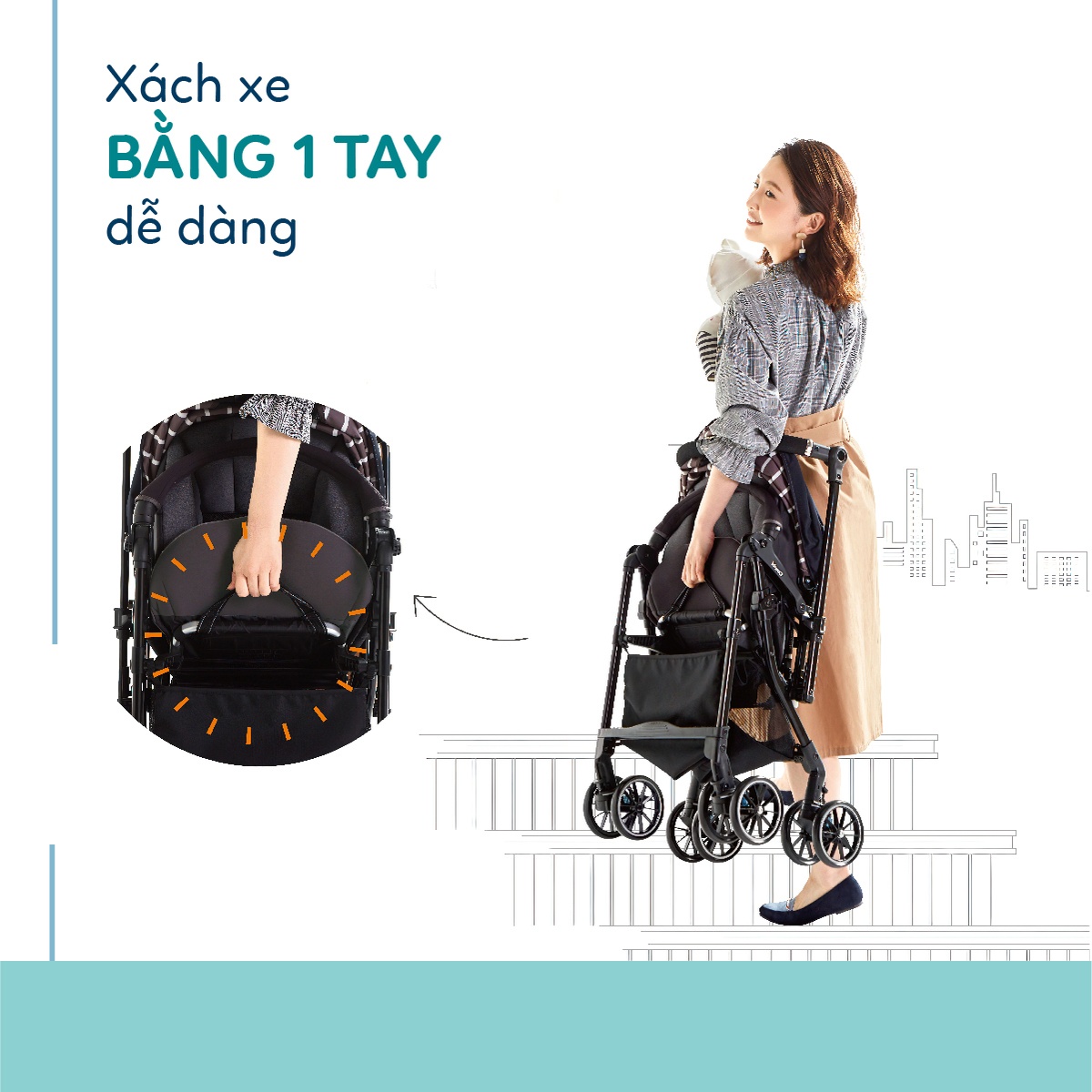 Xe đẩy Combi Sugocal Light 4 xanh dương - hình 6