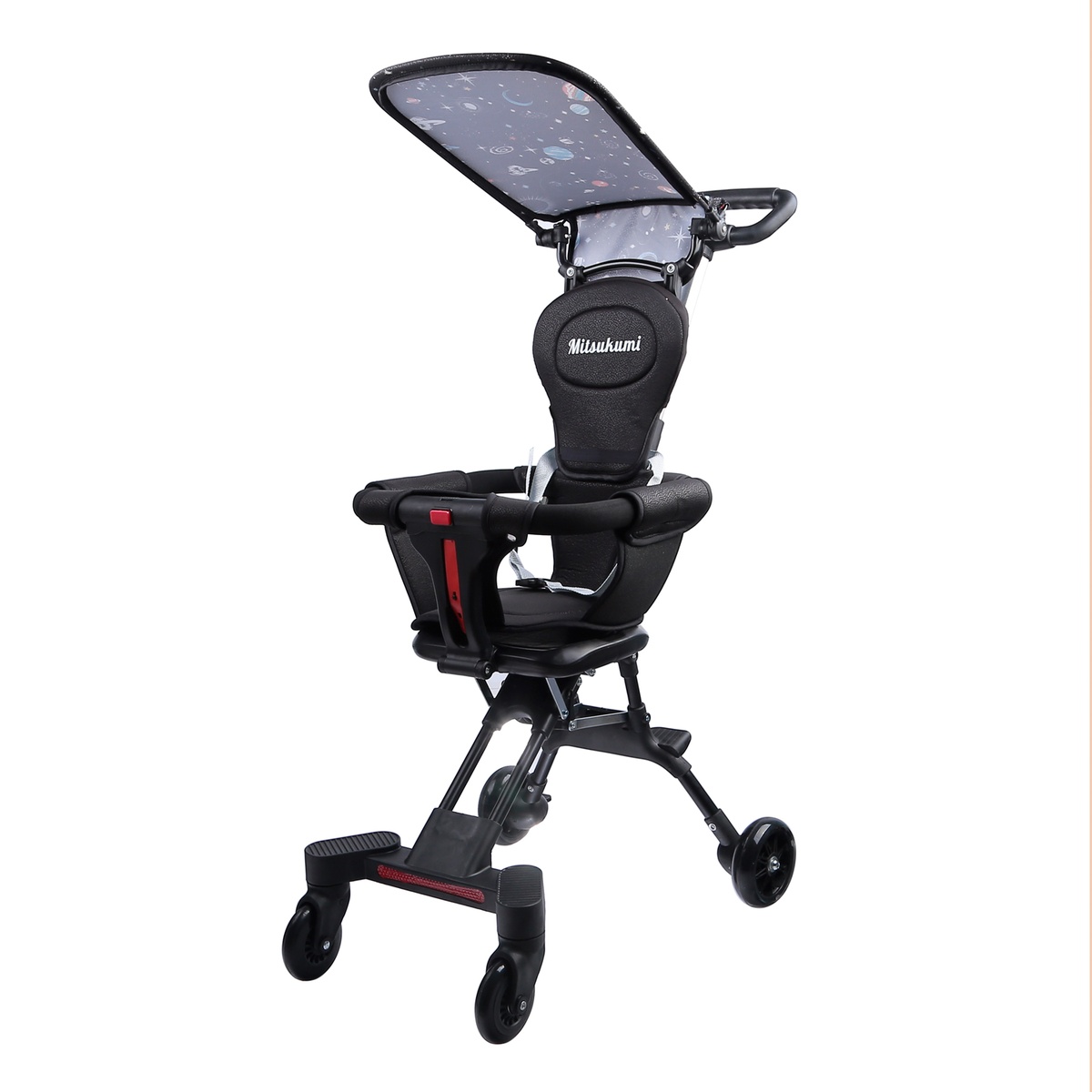 Xe đẩy du lịch hai chiều có mái che AC - mặt trái