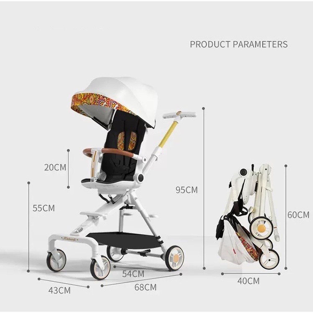 Xe đẩy gấp gọn K08  - mặt trái