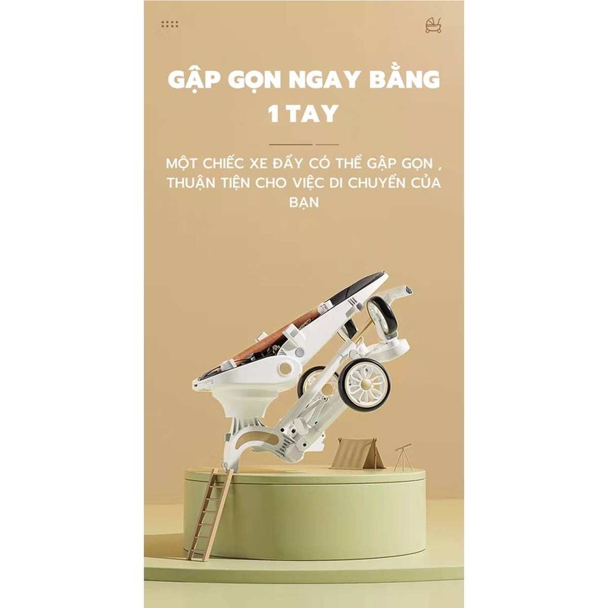 Xe đẩy gấp gọn K08  - góc nghiêng