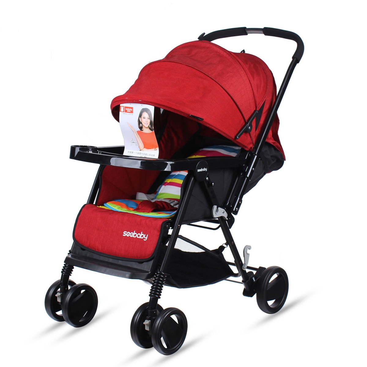 Xe đẩy Seebaby T11A màu đỏ - góc nghiêng