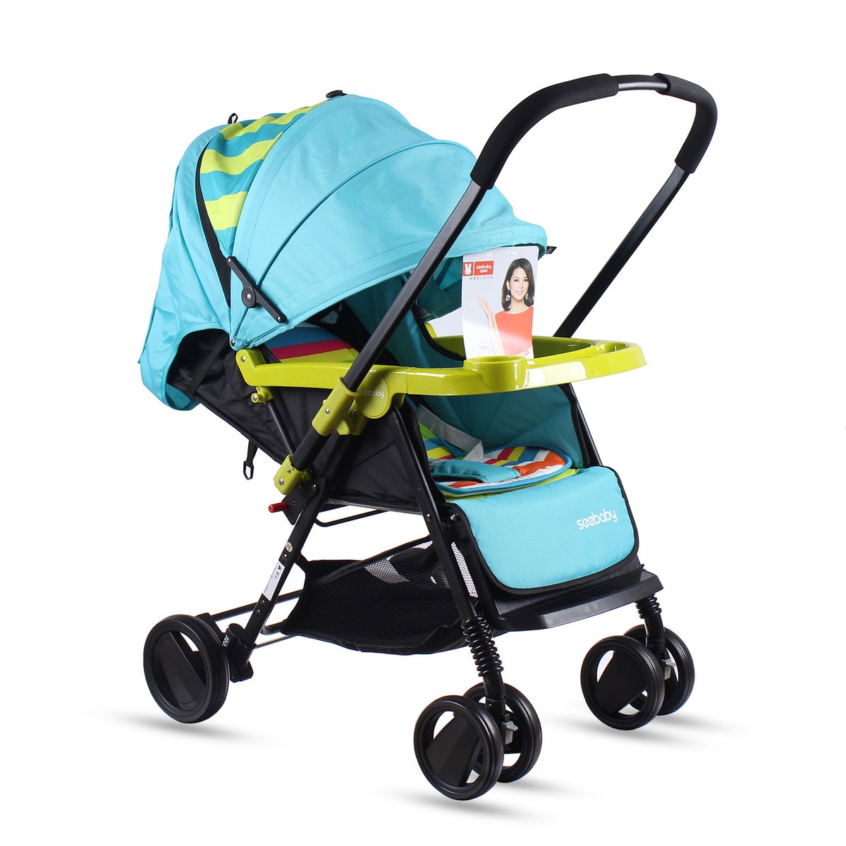 Xe đẩy Seebaby T11A màu xanh  - mặt phải