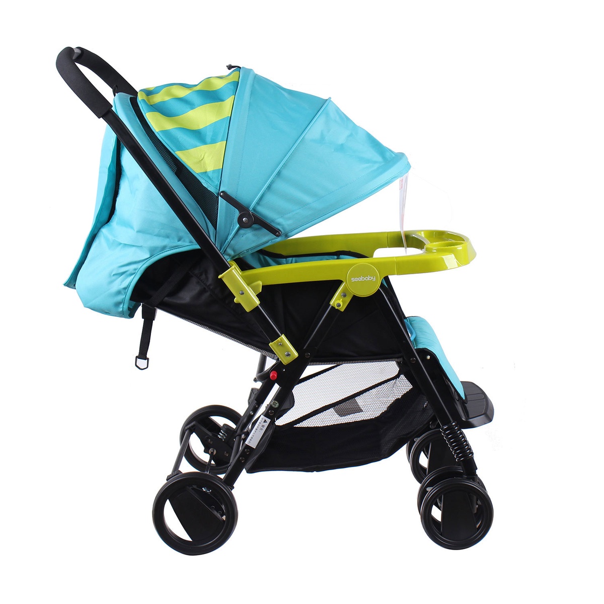 Xe đẩy Seebaby T11A màu xanh  - mặt sau