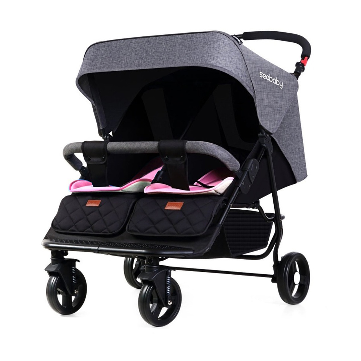 Xe đẩy đôi seebaby T22 - mặt phải