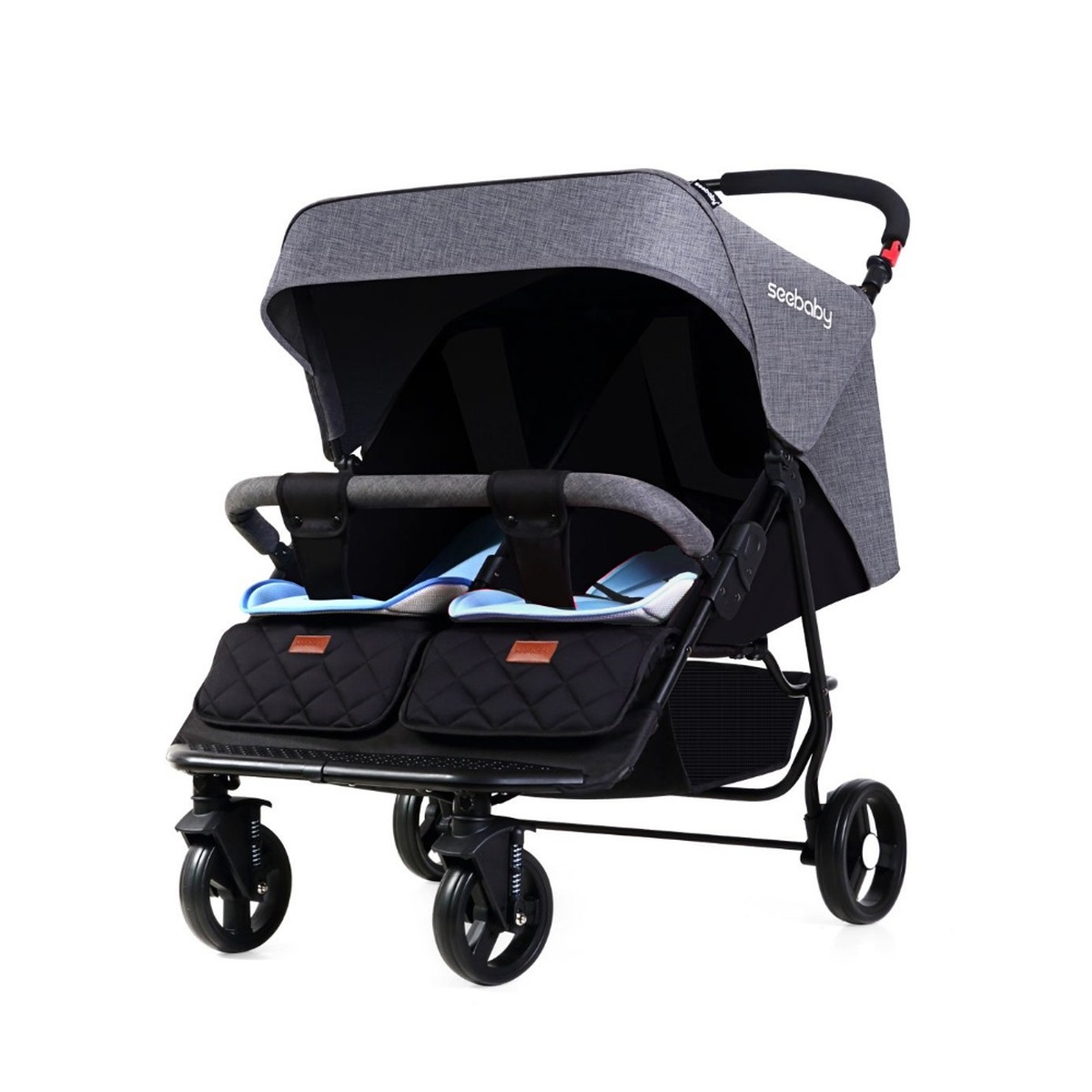 Xe đẩy đôi seebaby T22 - mặt trái