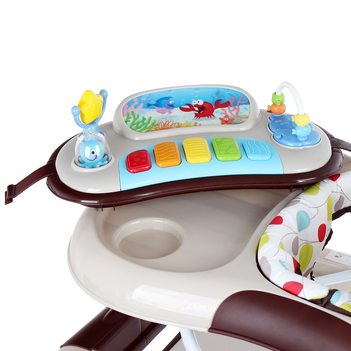 Xe tập đi KidsPlaza Walker có nhạc và bàn ăn W1120RA6 (Màu Nâu) - góc nghiêng