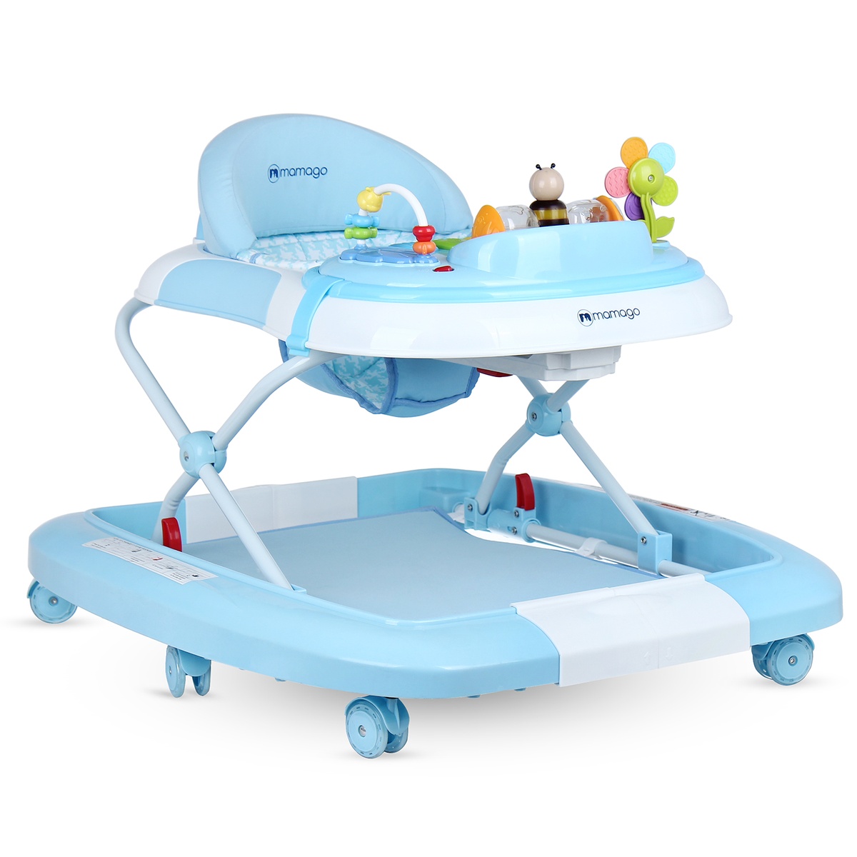 Xe tập đi tròn Mamago Walker màu xanh có nhạc và bàn ăn - mặt trái