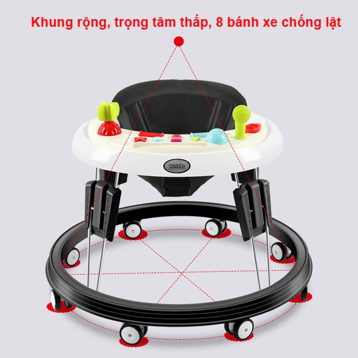 Xe tập đi tròn Wrsxbc AC21 (Trắng Đen) - mặt phải