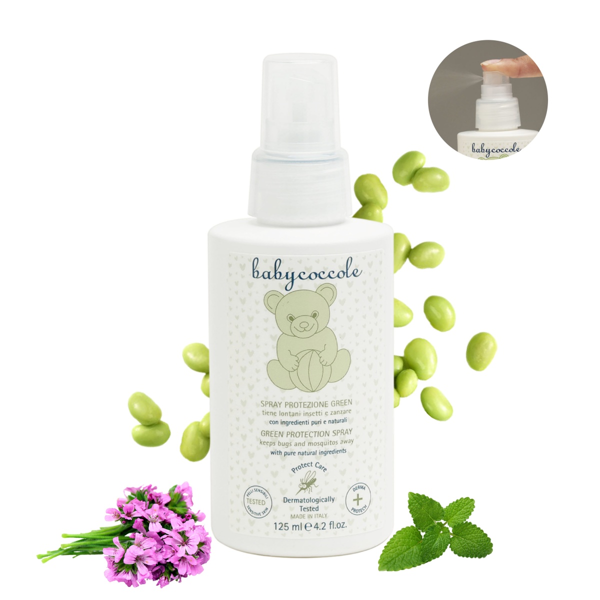 Xịt bảo vệ và dưỡng da cho bé Babycoccole 125ml - mặt trái