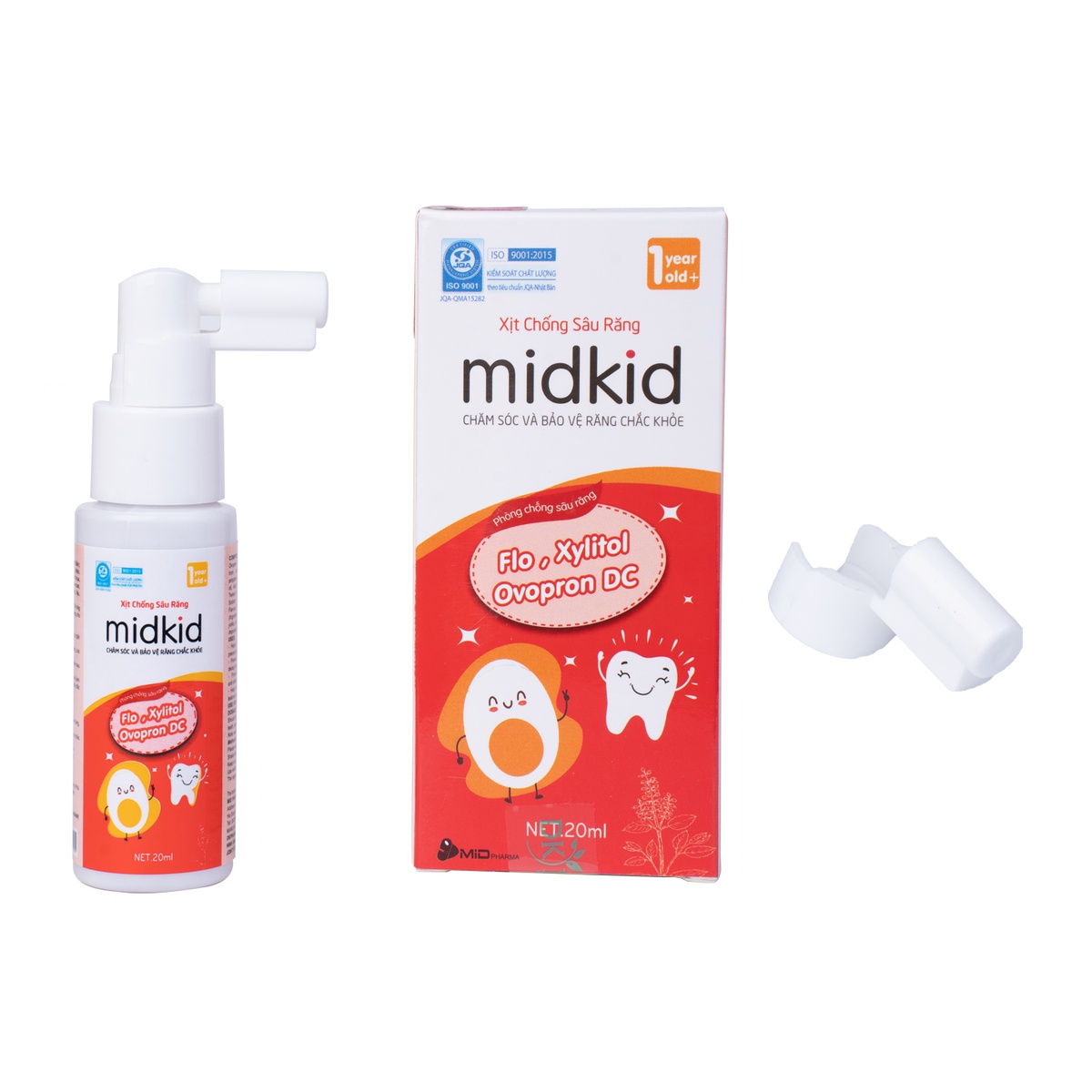Xịt chống sâu răng Midkid hương táo 20ml - mặt trái
