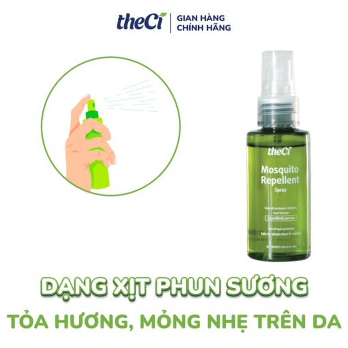 Xịt đuổi muỗi và côn trùng The Ci 50ml - góc nghiêng