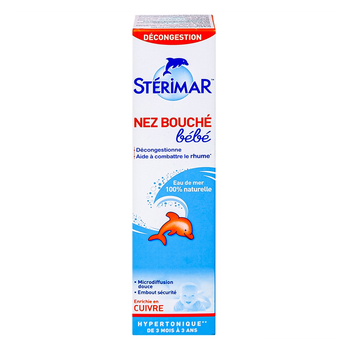Xịt mũi cá heo Stérimar Baby 50ml (Cam) - mặt sau