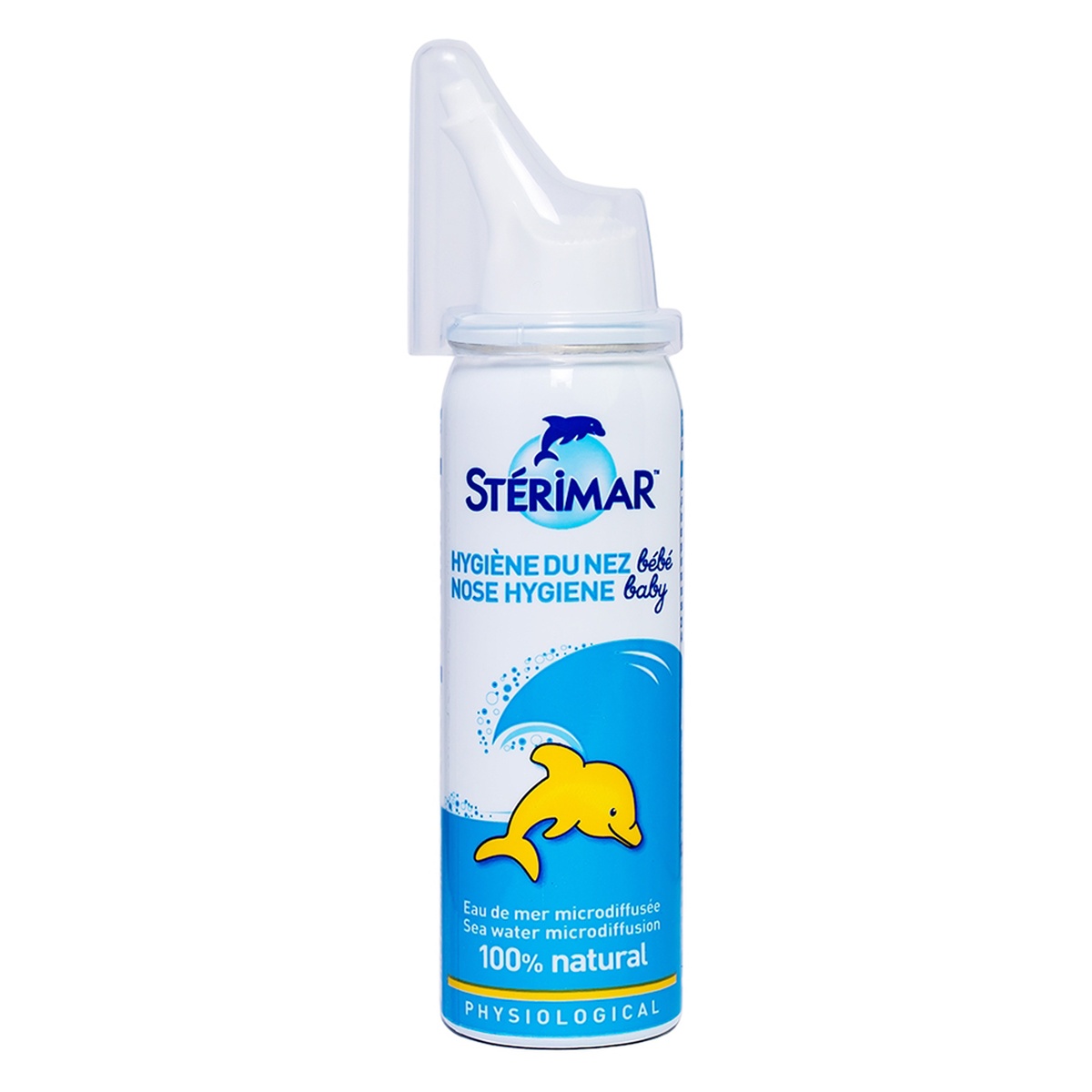 Xịt mũi cá heo Stérimar Baby 50ml (Xanh Vàng) - mặt trái