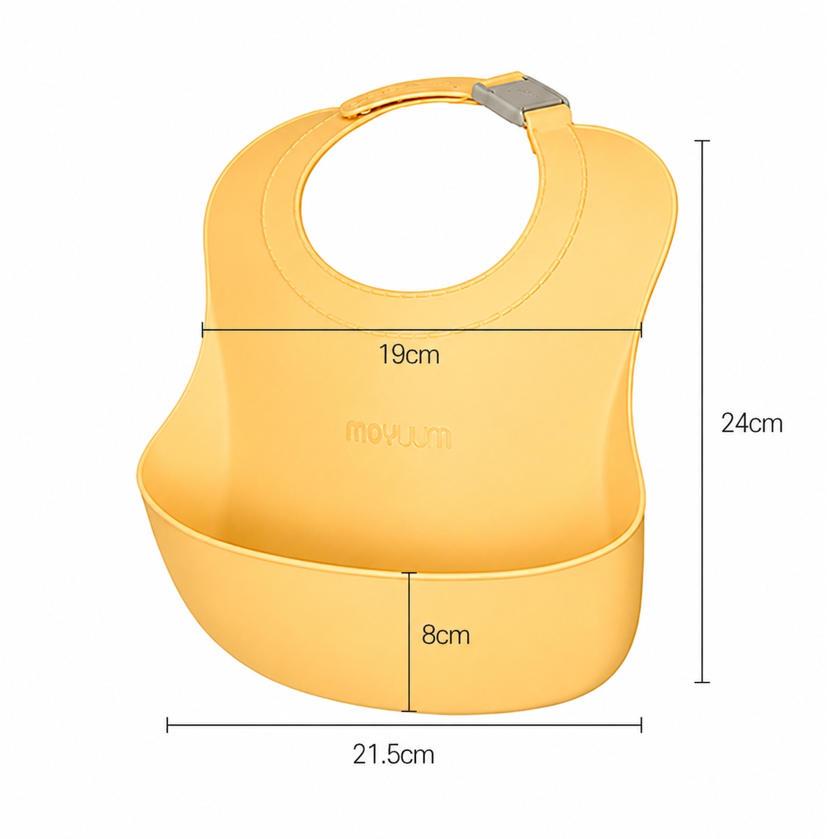 Yếm ăn silicone Moyuum cao cấp (Vàng) - mặt trái