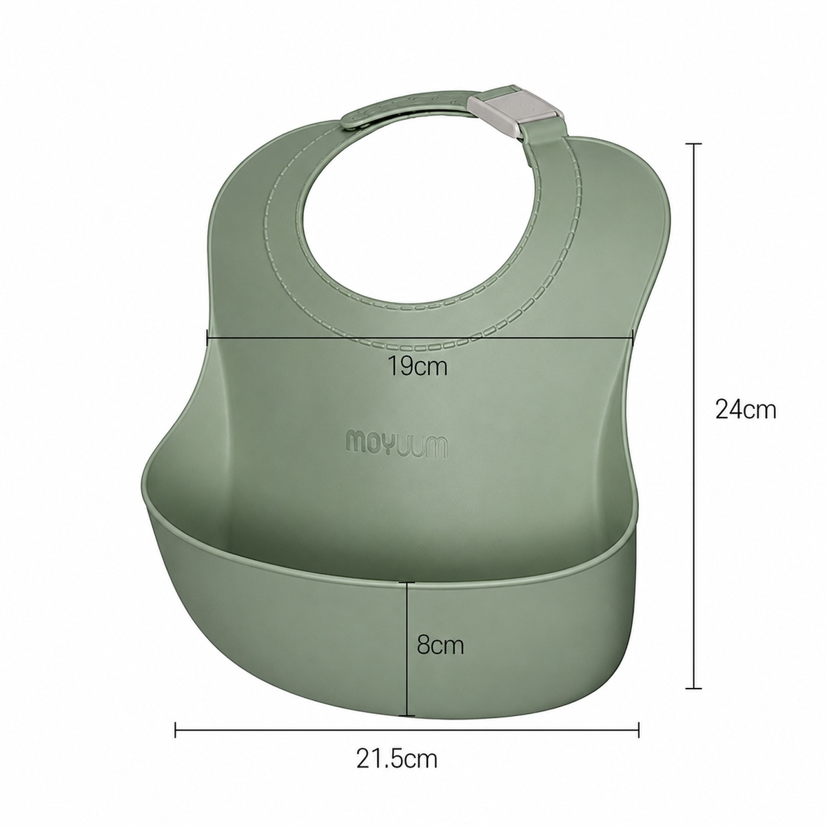 Yếm ăn silicone Moyuum cao cấp (Xanh lá) - mặt trái