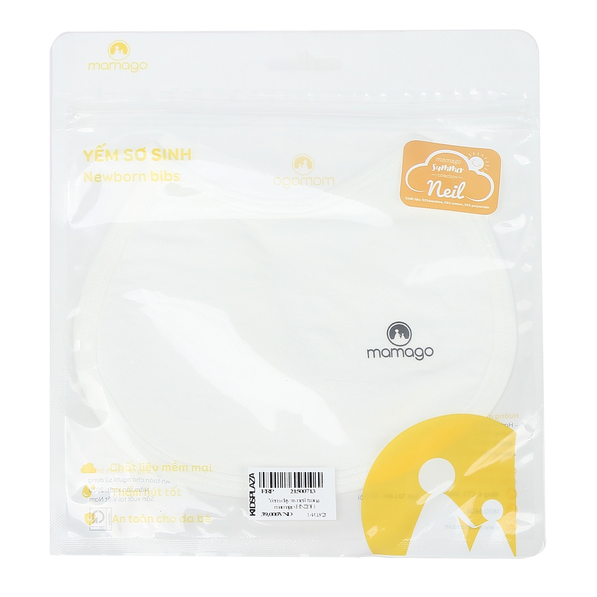 Yếm dây sơ sinh Neil Mamago HN20H (Trắng) - mặt phải