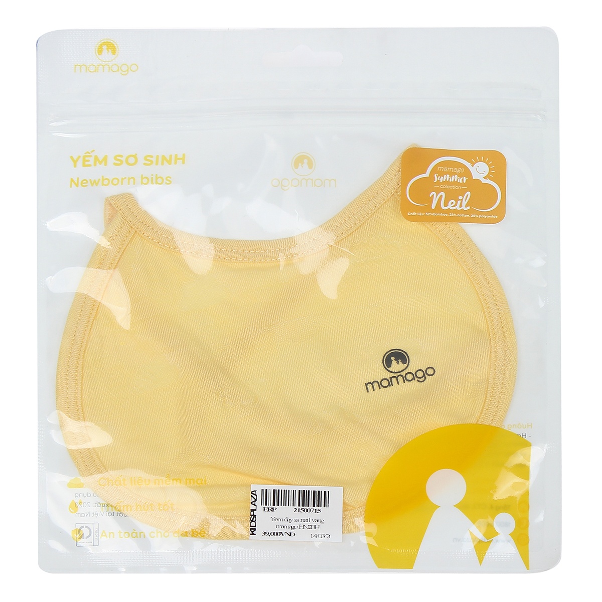 Yếm dây sơ sinh Neil Mamago HN20H (Vàng) - mặt sau