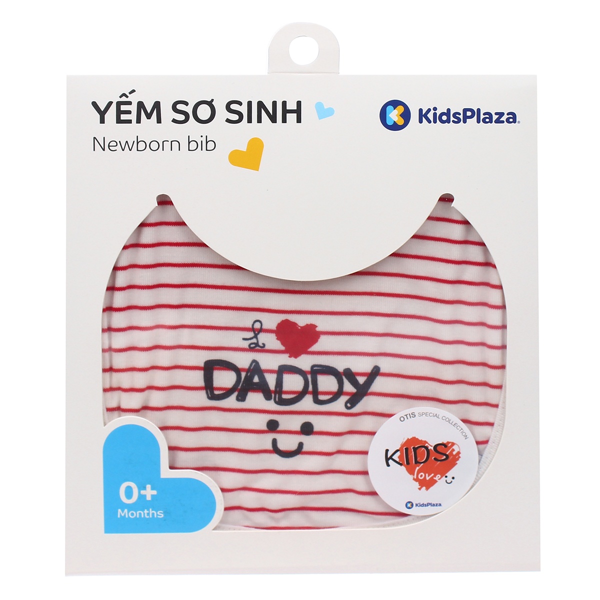 Yếm sơ sinh Otis kẻ ngang KidsPlaza ND21H (Trắng) - góc nghiêng