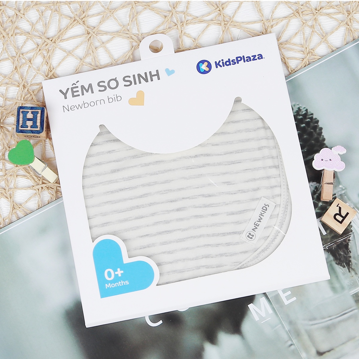Yếm tròn Otis bé trai kẻ ghi KidsPlaza ND22T