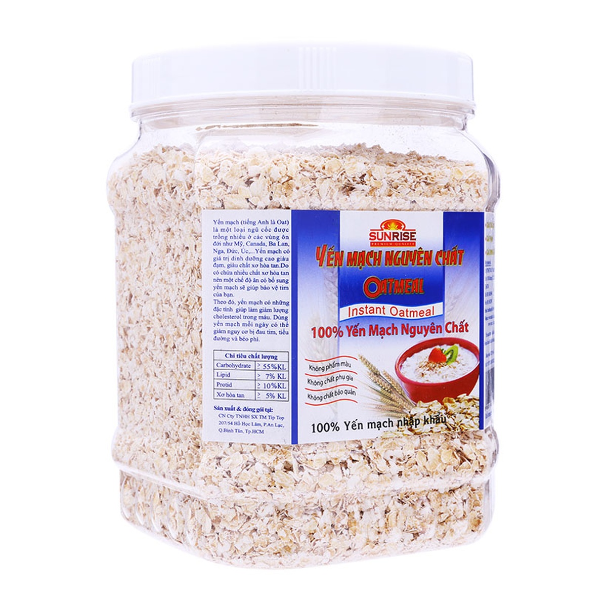 Yến mạch nguyên chất SUNRISE 500g - mặt trái