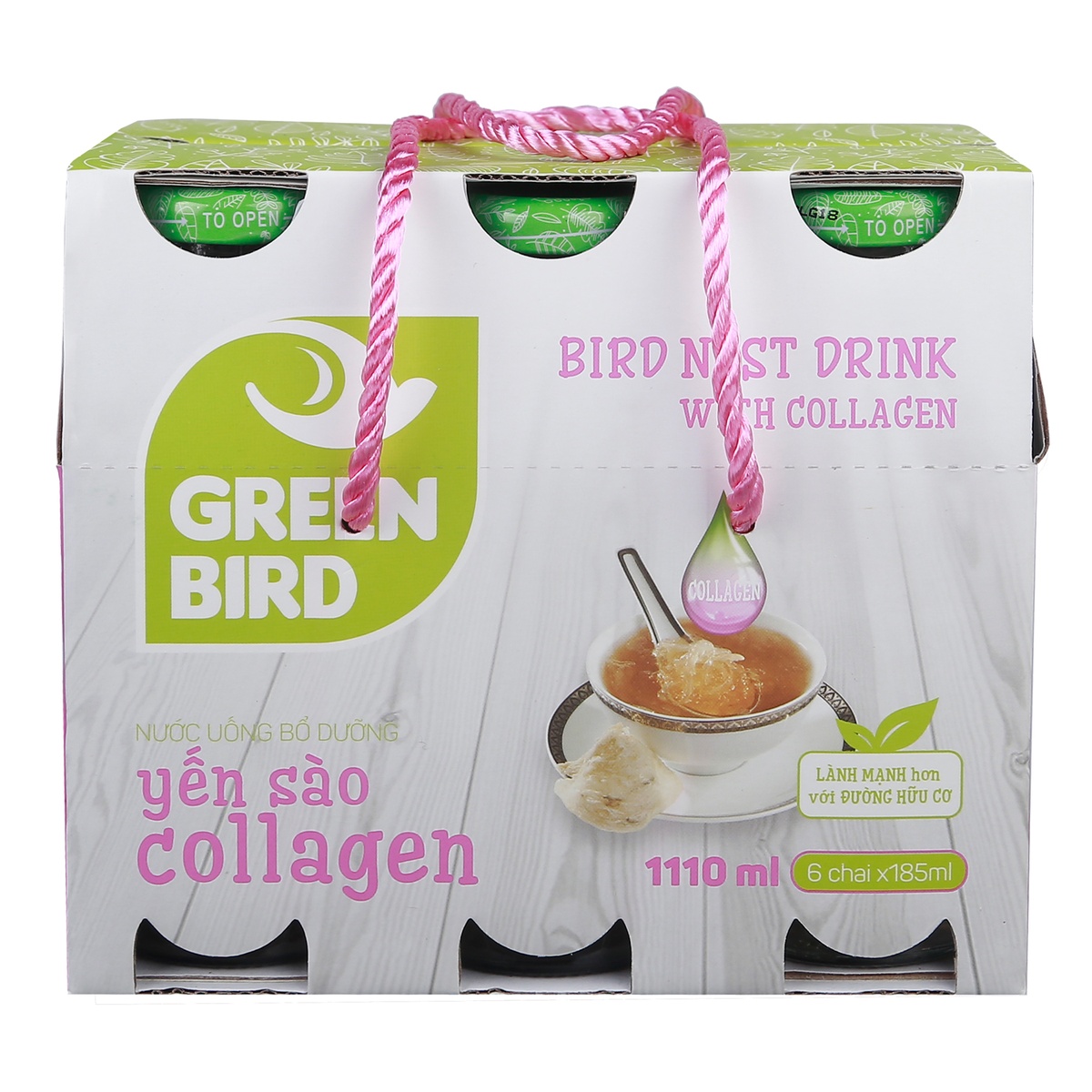 Yến sào bổ sung Collagen Green Bird (6x185ml) - mặt phải