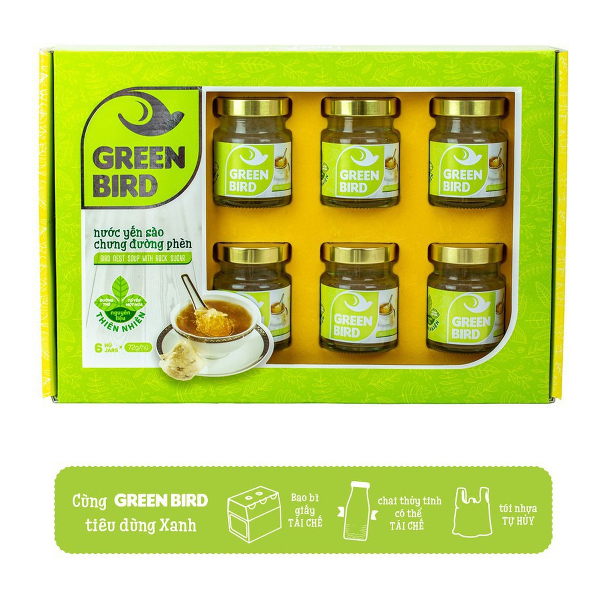 Yến sào chưng đường phèn Green Bird 4*72g - hình 7