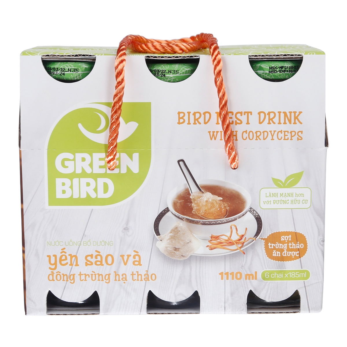 Yến sào đông trùng hạ thảo GreenBird (6x185ml) - mặt sau