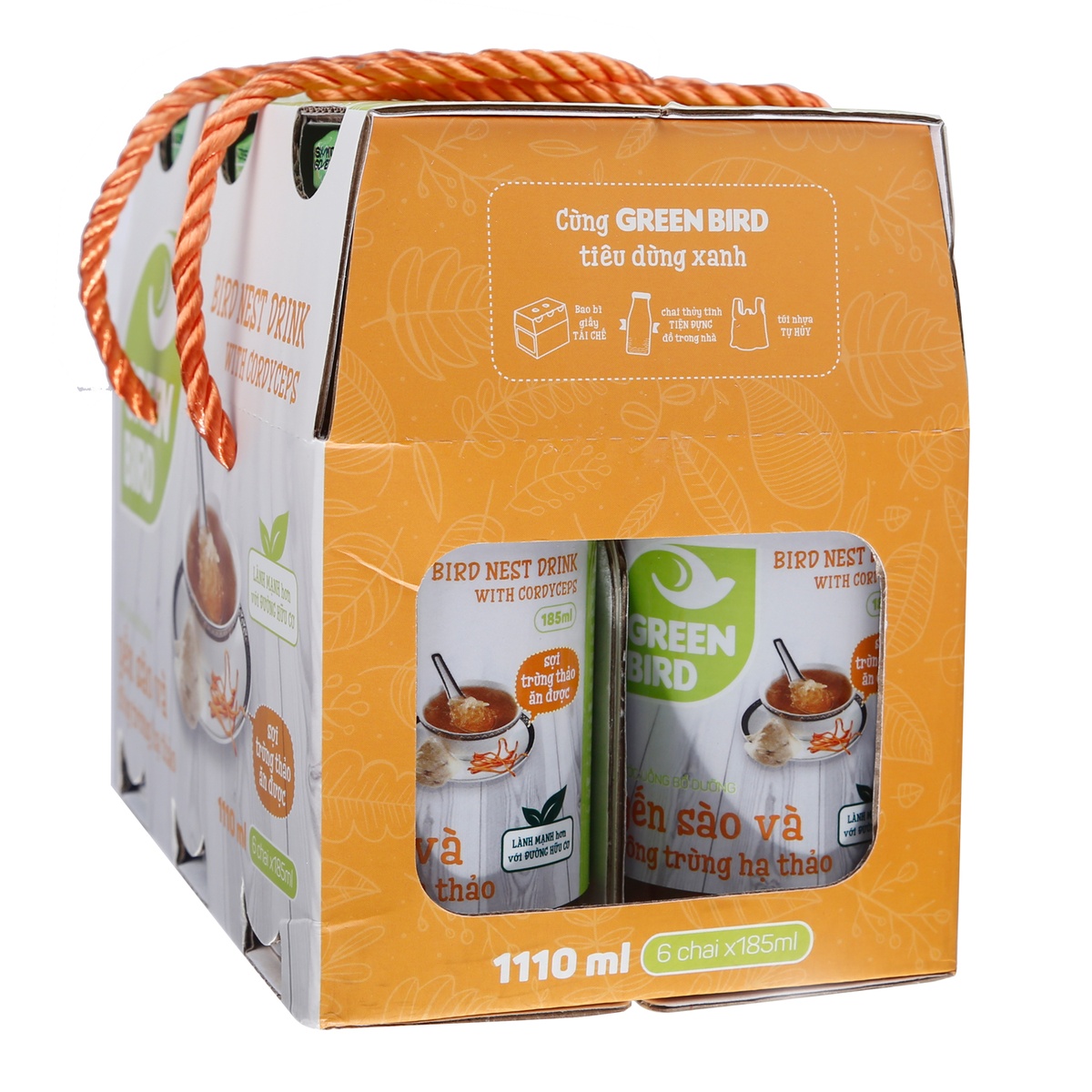 Yến sào đông trùng hạ thảo GreenBird (6x185ml) - góc nghiêng