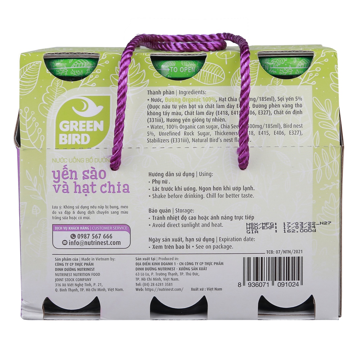 Yến sào hạt chia Green Bird (6x185ml) - hình 7
