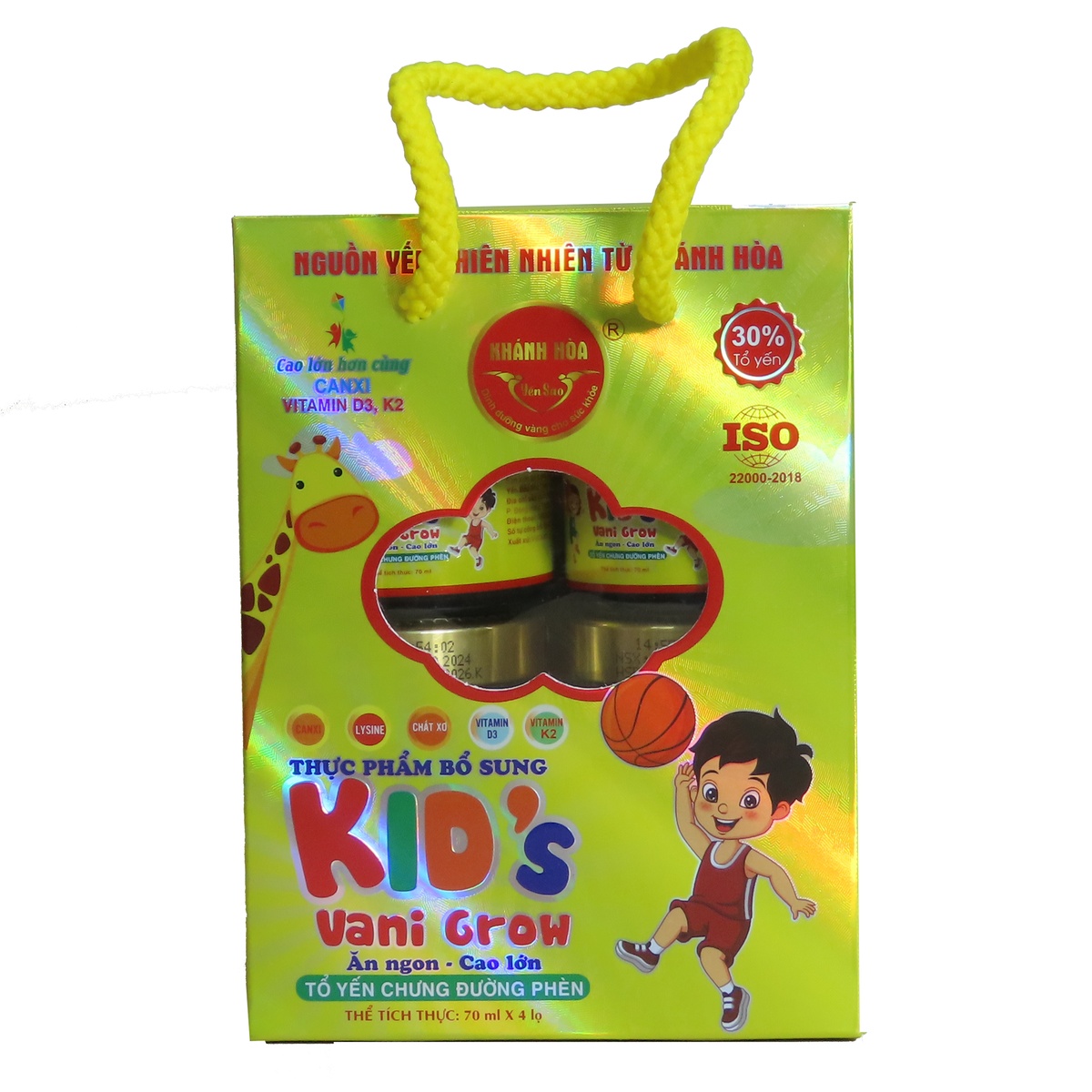 Yến sào Khánh Hòa Kids Vani Grow (D3k2 Canxi) 4x70ml - mặt trái