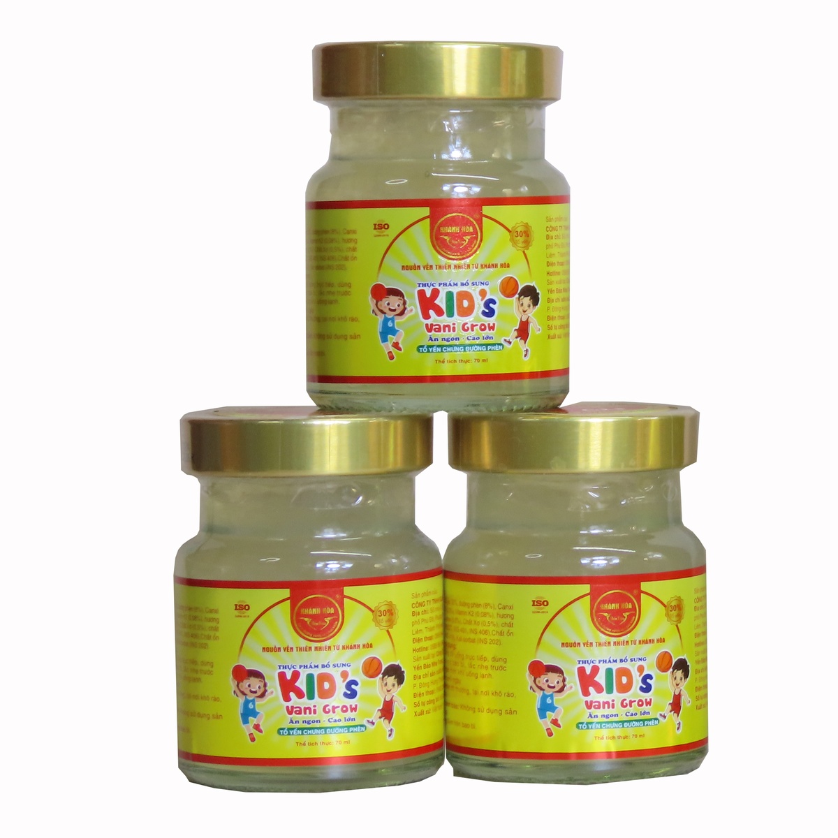 Yến sào Khánh Hòa Kids Vani Grow (D3k2 Canxi) 4x70ml - mặt phải
