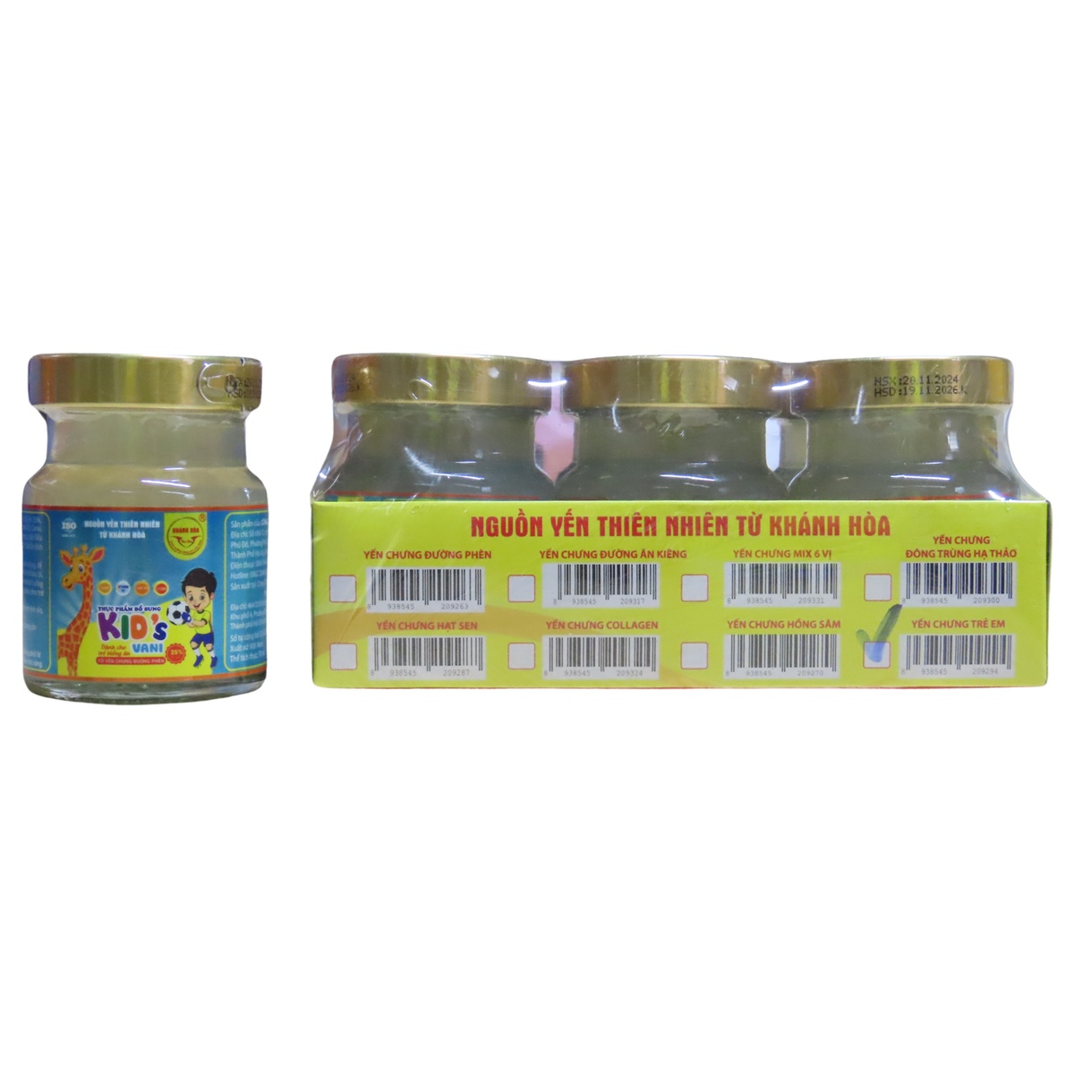 Yến sào Khánh Hòa Kids vị vani lốc 6x70ml - mặt trái