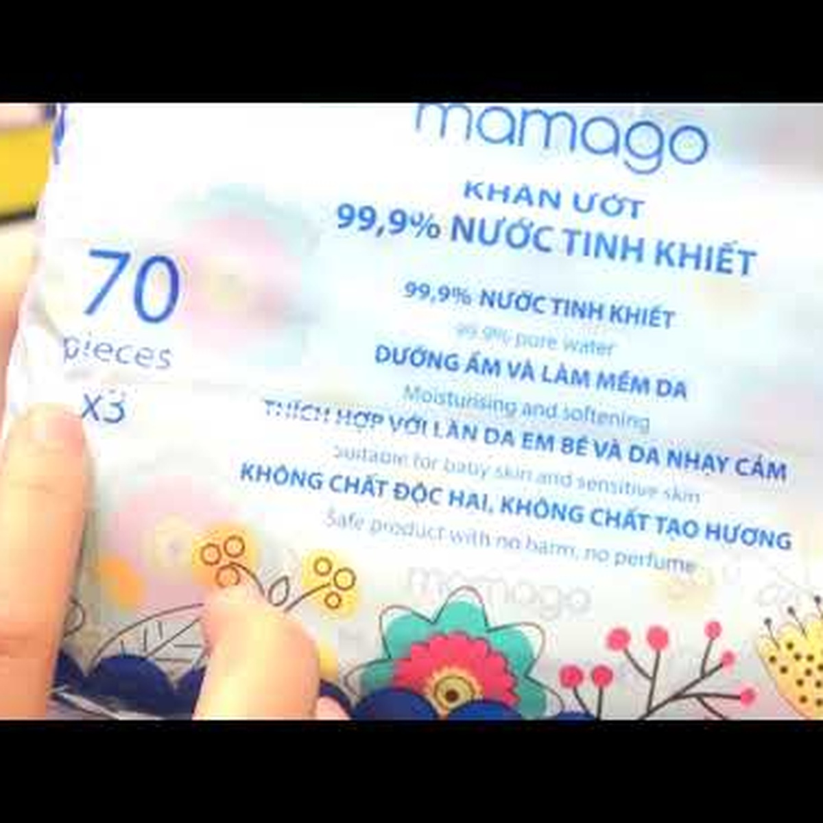 Combo 3 gói khăn ướt tinh khiết Mamago 70pcs MMG - video