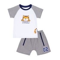 Bộ cộc tay dành cho bé trai KidsPlaza in họa tiết Tiger LN21T (Ghi Trắng) 