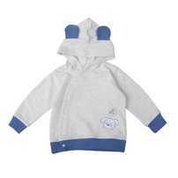 Áo khoác cài lệch cho bé KidsPlaza mũ có tai ND25D (Xanh ghi) 