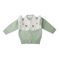  Áo len bé gái Mamago gắn hoa 25M-A05 (Xanh)