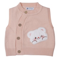 Áo len gile bé gái Mamago thêu gấu 25M-G11 (Hồng) 