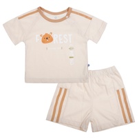 Bộ cộc tay bé trai KidsPlaza quần 2 sọc Forest HN26H (Be)