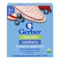 Bánh gạo ăn dặm Gerber Organic vị việt quất, táo, củ cải đỏ 48g