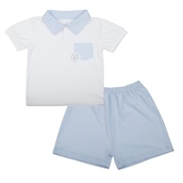 Bộ quần áo polo bé trai KidsPlaza in gấu ND26H (Trắng xanh)